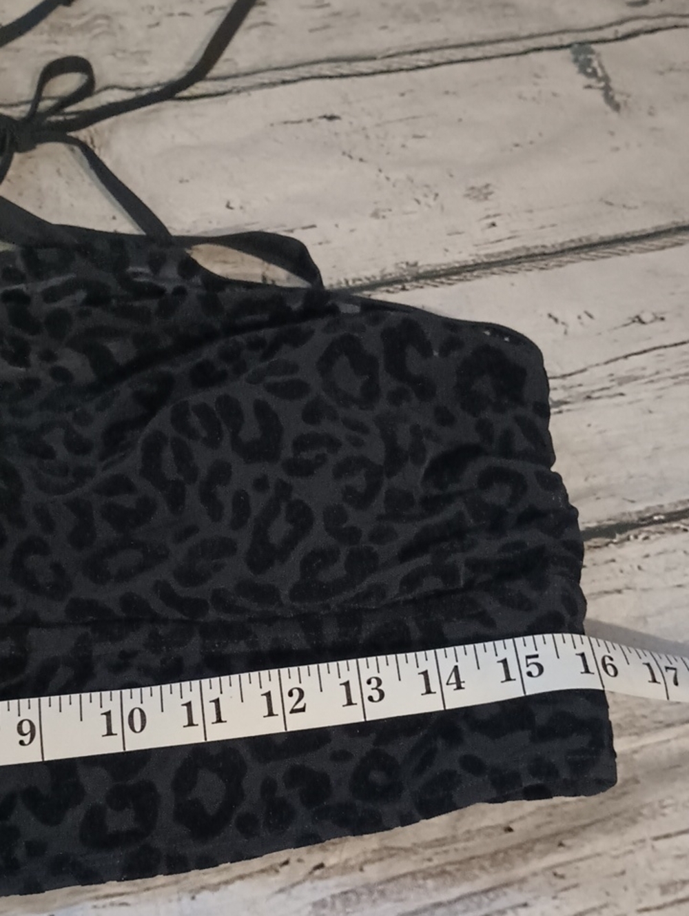 Torrid Black Flocked Velvet Leopard Print Halter Swim Top 1 1X - Picture 6 of 7
